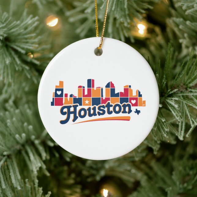 Houston Skyline Patchwork Ceramic Tree Decoration (Tree)