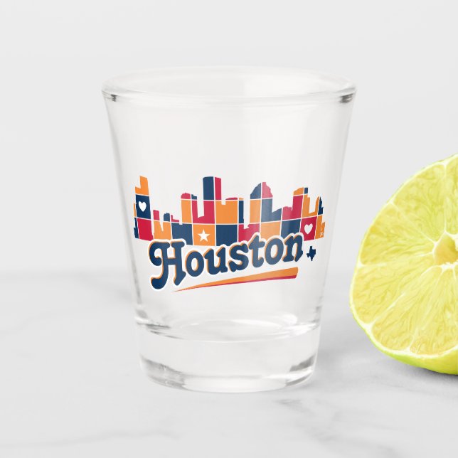 Houston Skyline Patchwork Shot Glass (Front)