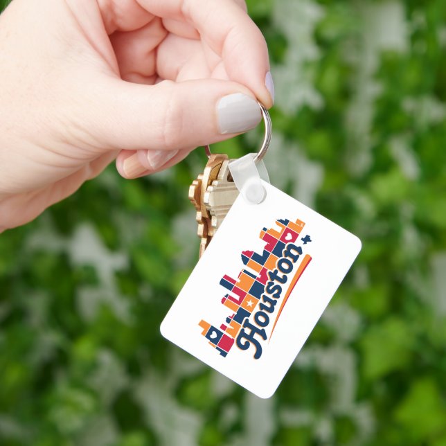 Houston Skyline Patchwork, Texas Key Ring (Hand)