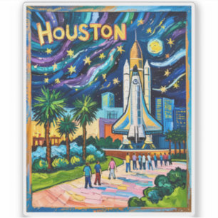 Houston Skyline Space Center Rocket Van Gogh Kids