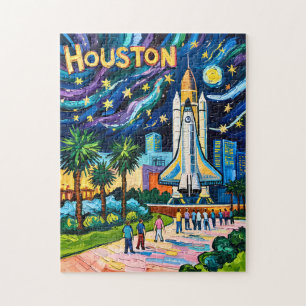 Houston Skyline Space Center Rocket Van Gogh Kids Jigsaw Puzzle