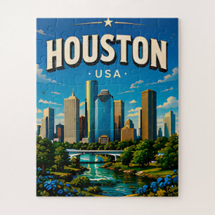 Houston Skyline Sunset Texas Jigsaw Puzzle