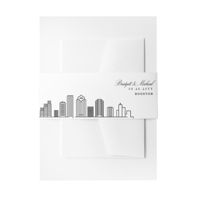 Houston Skyline Wedding |  Invitation Belly Band (Front Example)