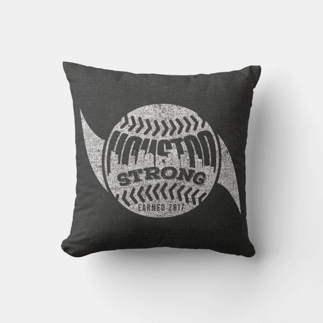 Houston Strong Distressed Baseball Hurricane Cushion (Front)