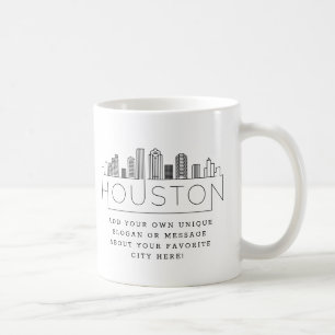 Houston Stylised Skyline   Custom Slogan Coffee Mug