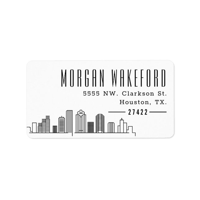 Houston Stylised Skyline Large Address Label (Front)