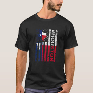 Houston Texas American Flag Texas State Usa Pride T-Shirt