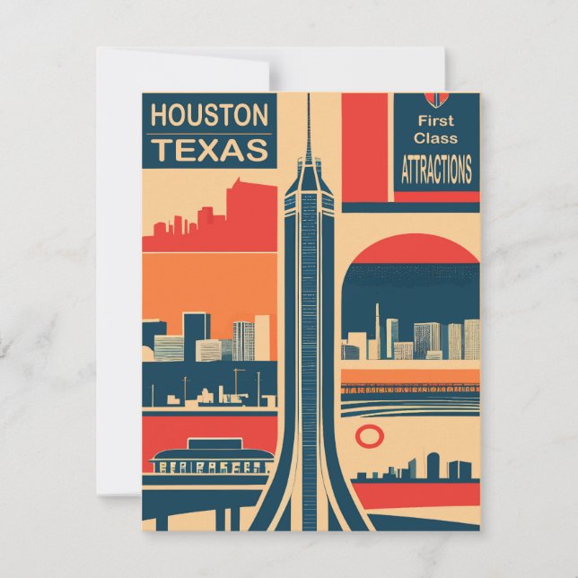 Houston Texas Art Deco Invitation (Front)