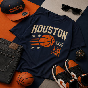 Houston Texas Basketball Vintage Sports Fan T-Shirt