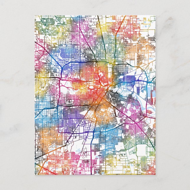 Houston Texas City Map Postcard (Front)