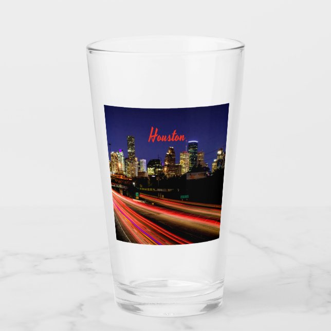 Houston Texas City Skyline Glass (Front)
