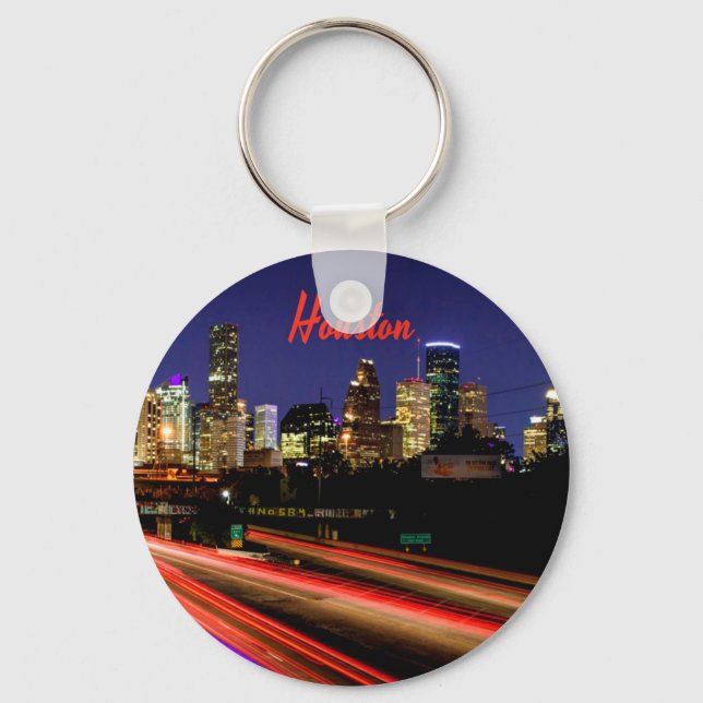 Houston Texas City Skyline Key Ring (Front)