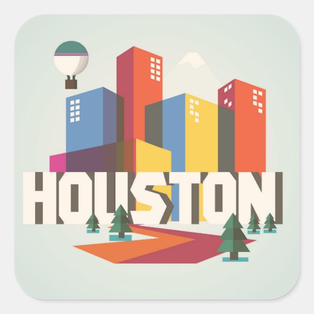 Houston, Texas | Cityscape Design Square Sticker (Front)