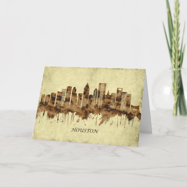 Houston Texas Cityscape Holiday Card (Front)