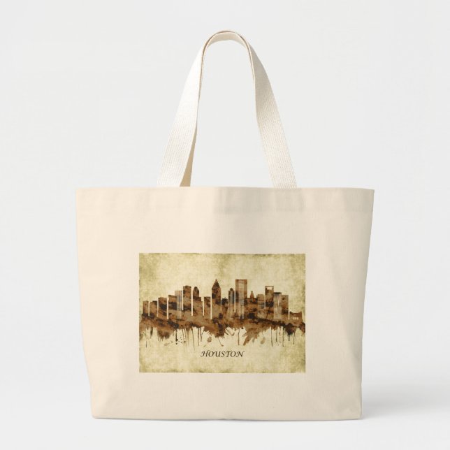 Houston Texas Cityscape Large Tote Bag (Front)