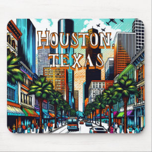 Houston, Texas Downtown City View Abstract Art Mouse Mat