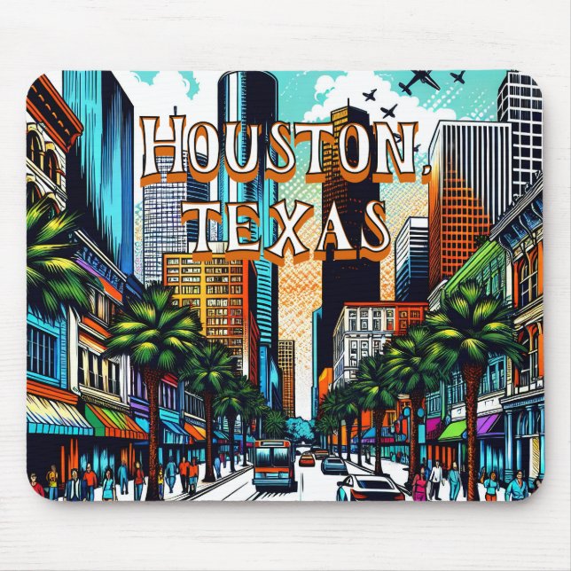 Houston, Texas Downtown City View Abstract Art Mouse Mat (Front)