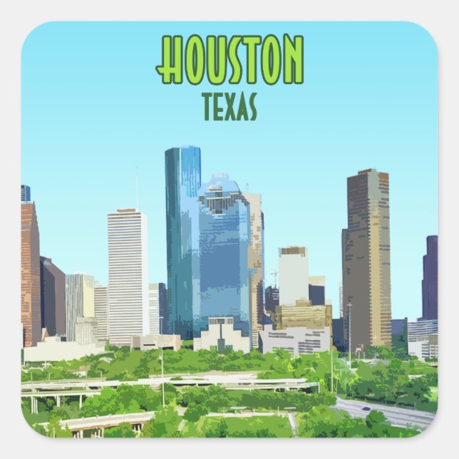 Houston Texas Downtown Vintage Square Sticker (Front)