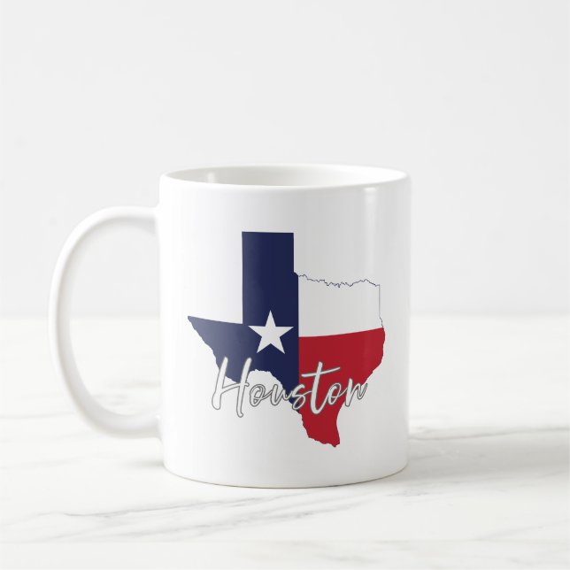 Houston, Texas Flag Map Coffee Mug (Left)