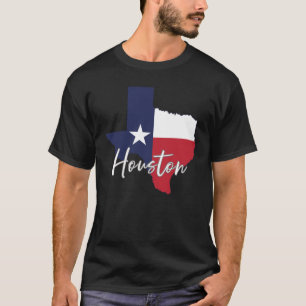 Houston, Texas Flag Map Men's Black T-Shirt