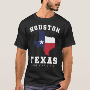 Houston, Texas Flag Map Men's Black T-Shirt