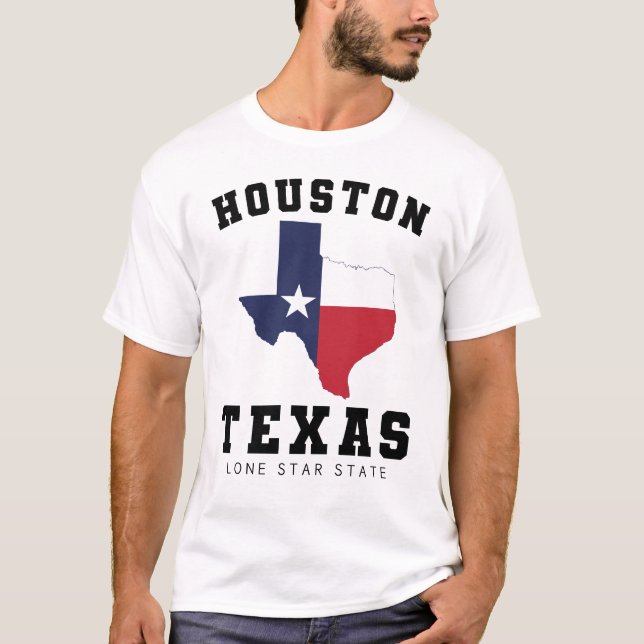 Houston, Texas Flag Map Men's White T-Shirt (Front)