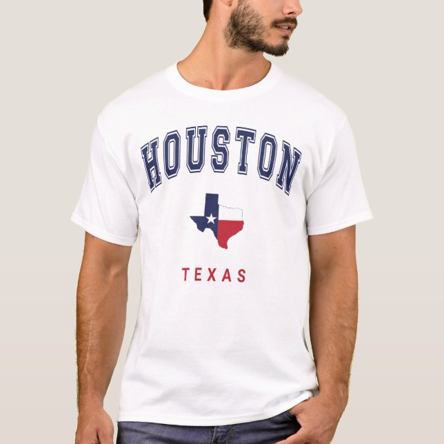 Houston, Texas Flag Map Men's White T-Shirt (Front)