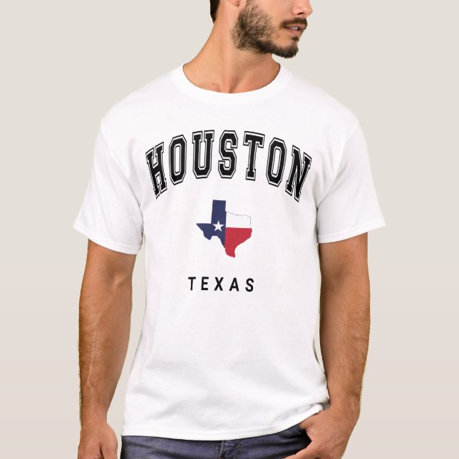 Houston, Texas Flag Map Men's White T-Shirt (Front)