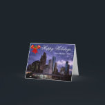 Houston Texas Happy Holidays Greeting Card<br><div class="desc">This holiday greeting card features the Houston,  Texas skyline and red bow.</div>