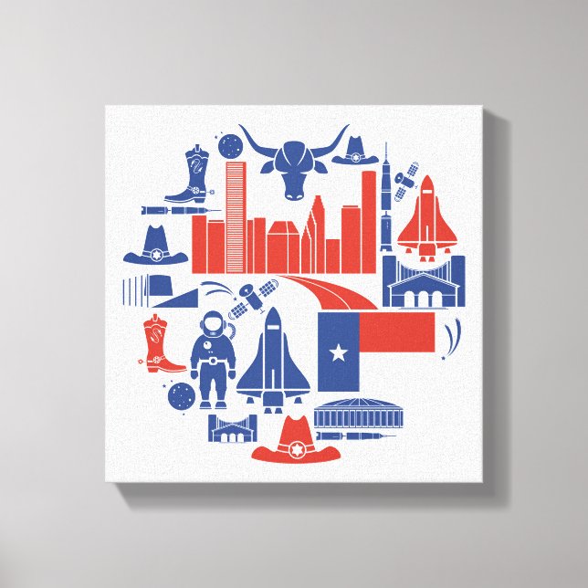 Houston Texas Icons Canvas Print (Front)