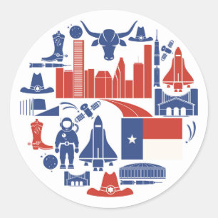 Houston Texas Icons Classic Round Sticker