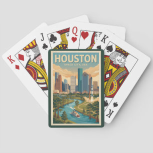 Houston Texas Illustration Travel Art Vintage Playing Cards