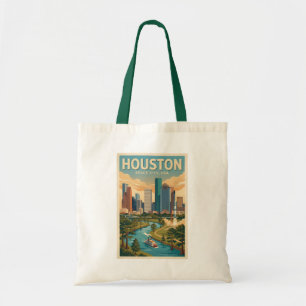 Houston Texas Illustration Travel Art Vintage Tote Bag