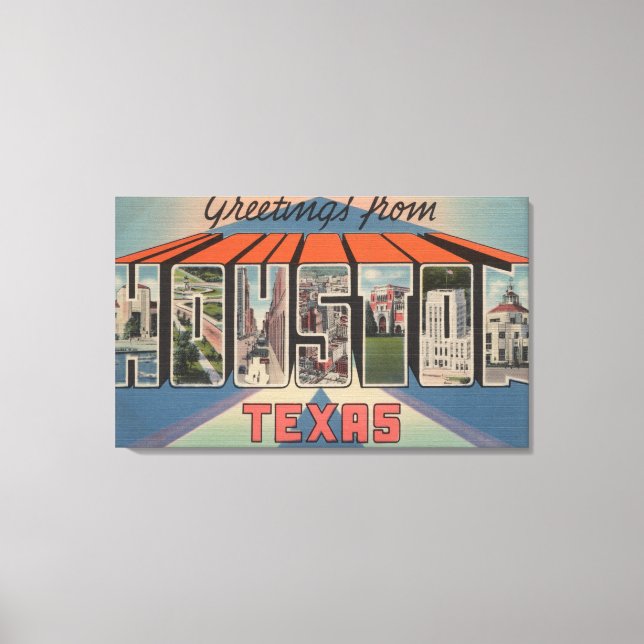 Houston, Texas - Large Letter Scenes 3 Canvas Print (Front)