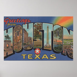 Houston, Texas - Large Letter Scenes Poster