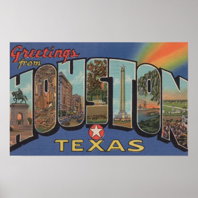 Houston, Texas - Large Letter Scenes Poster (Front)