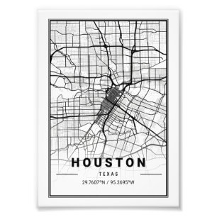 Houston - Texas Ligth City Map Photo Print