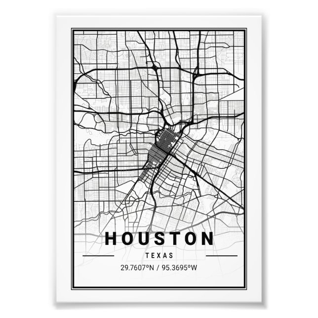 Houston - Texas Ligth City Map Photo Print (Front)