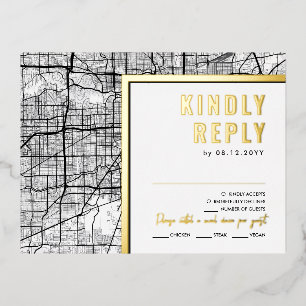 Houston, Texas Love Locator   RSVP Reply Foil Invitation Postcard