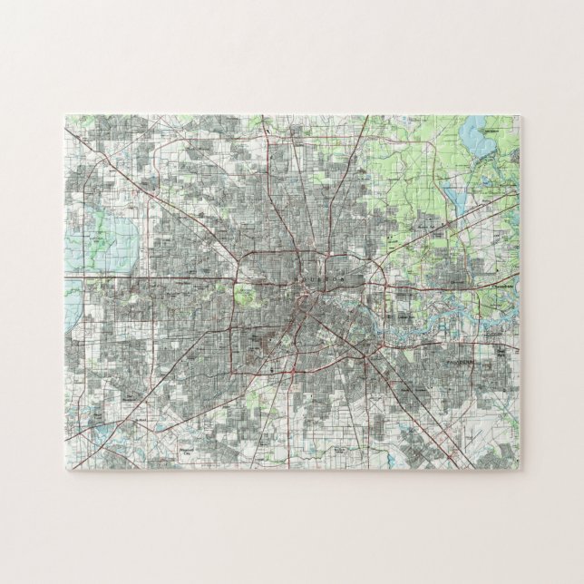 Houston Texas Map (1992) Jigsaw Puzzle (Horizontal)