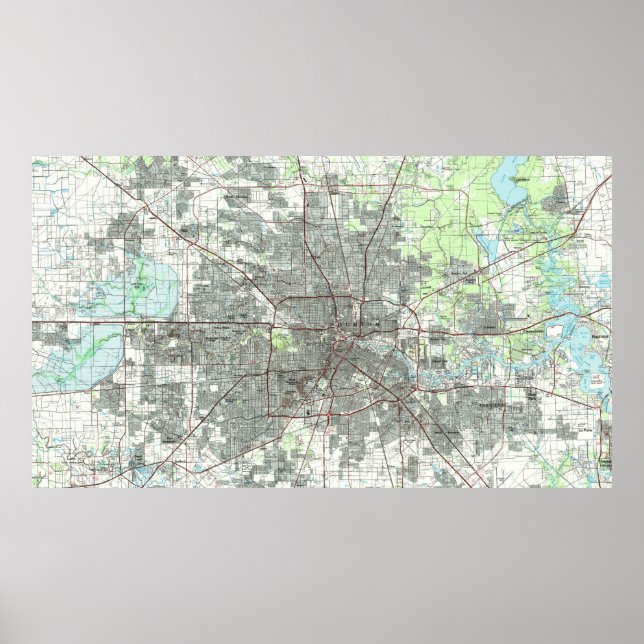 Houston Texas Map (1992) Poster (Front)