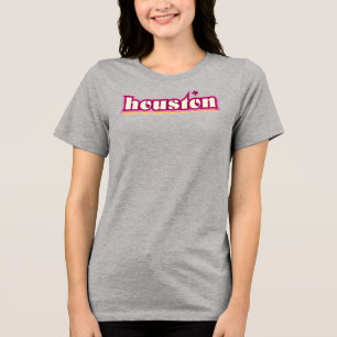 Houston Texas, maroon, pink, yellow Tri-Blend Shirt
