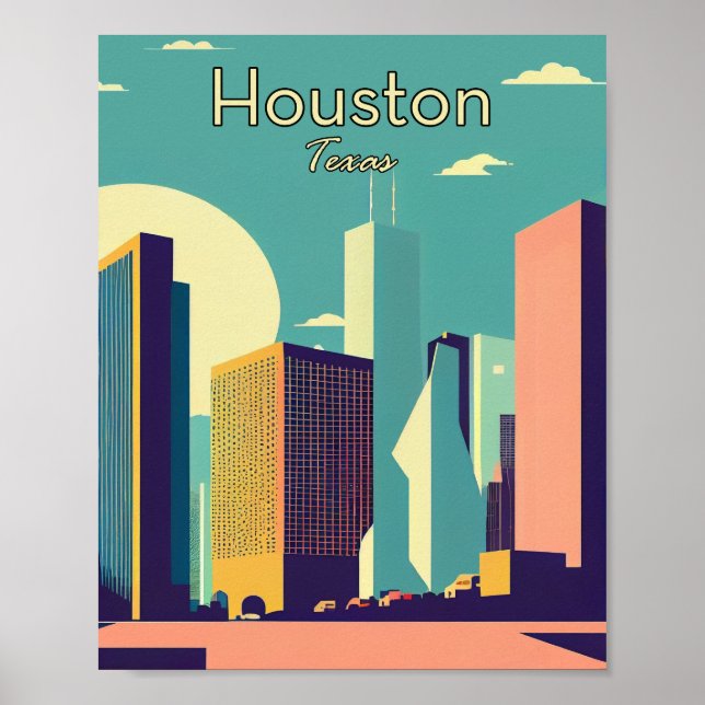 Houston Texas Minimalist Vintage Poster Art (Front)