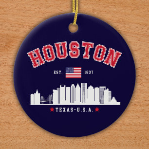 Houston Texas Modern Skyline  Ceramic Tree Decoration