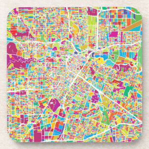 Houston, Texas   Neon Map Coaster
