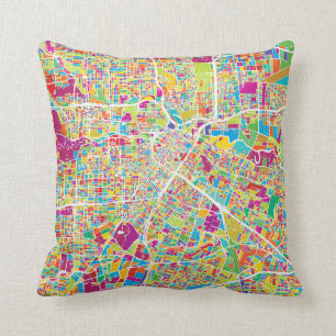 Houston, Texas Neon Map Cushion