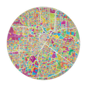 Houston, Texas   Neon Map Cutting Board