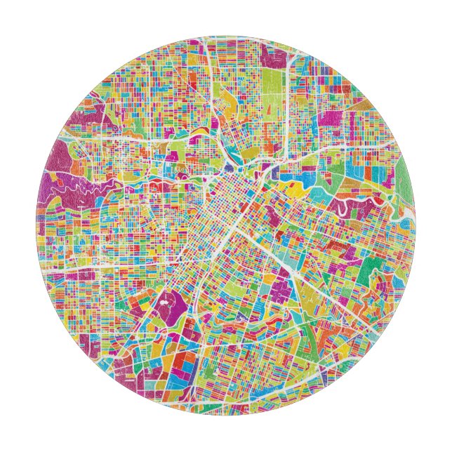 Houston, Texas | Neon Map Cutting Board (Front)