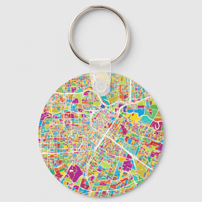 Houston, Texas | Neon Map Key Ring (Front)