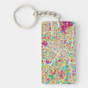 Houston, Texas   Neon Map Key Ring